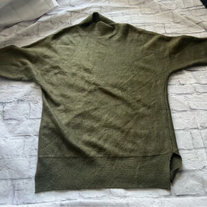 Olive Green Tunic Sweater Mock Neck Long Sleeve Casual Comfy‎ Pullover